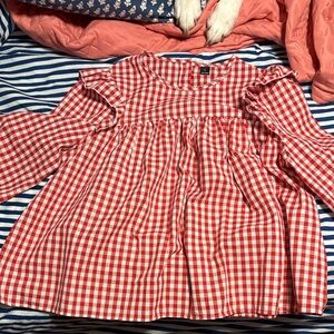 SHEIN Red and White Gingham Blouse